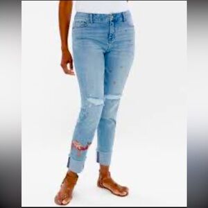 Chicos So Slimming Girlfriend Ankle Jeans Womens Size 1.5 US 10 Camel  C25029